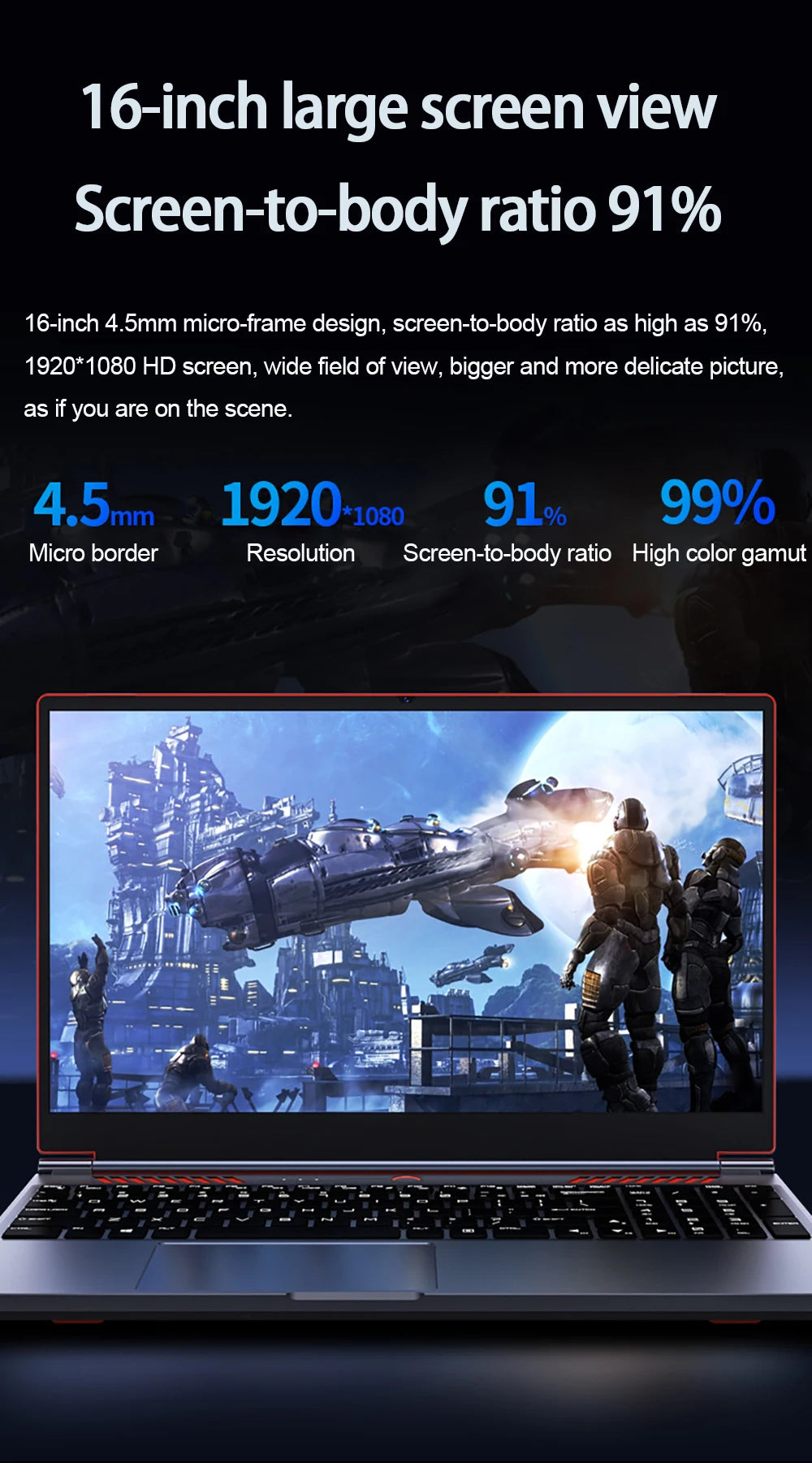 16.1 Inch Gaming Laptop Computer GTX1650 4G Intel Core i9-9880H i7-9750H windows11 RAM Max 64GB DDR4 2*M.2 NVME 2TB SSD Wi-Fi 5