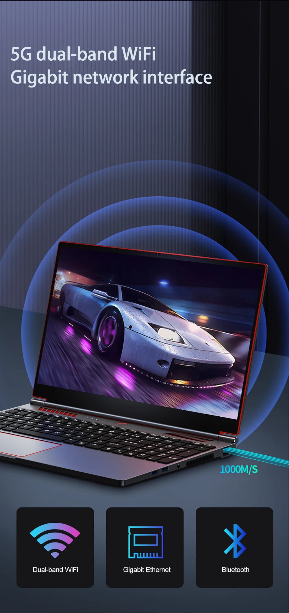 16.1 Inch Gaming Laptop Computer GTX1650 4G Intel Core i9-9880H i7-9750H windows11 RAM Max 64GB DDR4 2*M.2 NVME 2TB SSD Wi-Fi 5