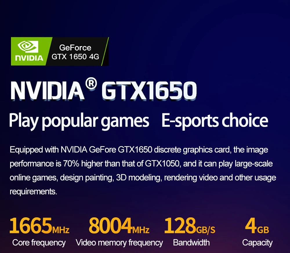 16.1 Inch Gaming Laptop Computer GTX1650 4G Intel Core i9-9880H i7-9750H windows11 RAM Max 64GB DDR4 2*M.2 NVME 2TB SSD Wi-Fi 5
