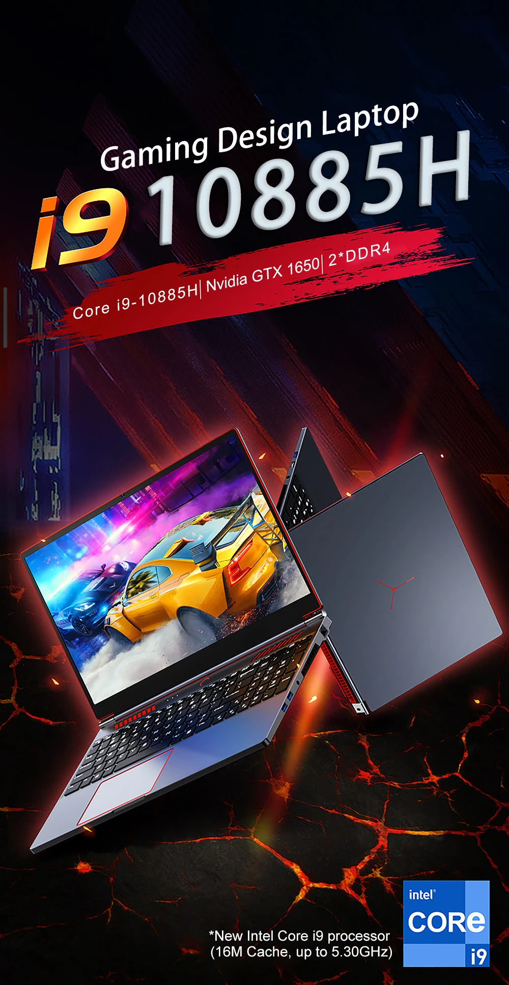 16.1 Inch Gaming Laptop Computer GTX1650 4G Intel Core i9-9880H i7-9750H windows11 RAM Max 64GB DDR4 2*M.2 NVME 2TB SSD Wi-Fi 5