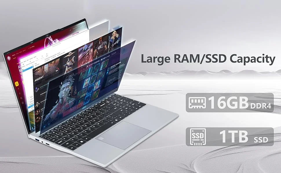 15.6 " Laptops Intel Core i9-10980HK 16GB RAM 1TB SSD Gaming Laptop 1920*1080 Windows 11 Laptops Office Study Home Use Computer