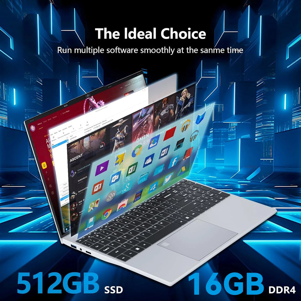 2026 Brand New Intel i9-10980HK 15.6 Inch Backlit Fingerprint Unlock Laptop Windows 11 Office Study NoteBook Gaming Computer PC
