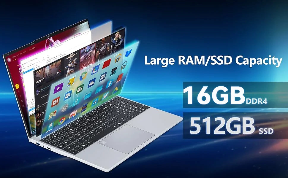 2026 Brand New Intel i9-10980HK 15.6 Inch Backlit Fingerprint Unlock Laptop Windows 11 Office Study NoteBook Gaming Computer PC
